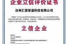 滄州匯霖管道科技有限公司企業(yè)立信評價(jià)證書 